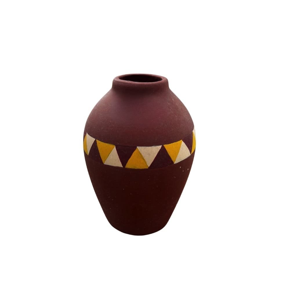 Jarrón grande marrón, amarillo y blanco